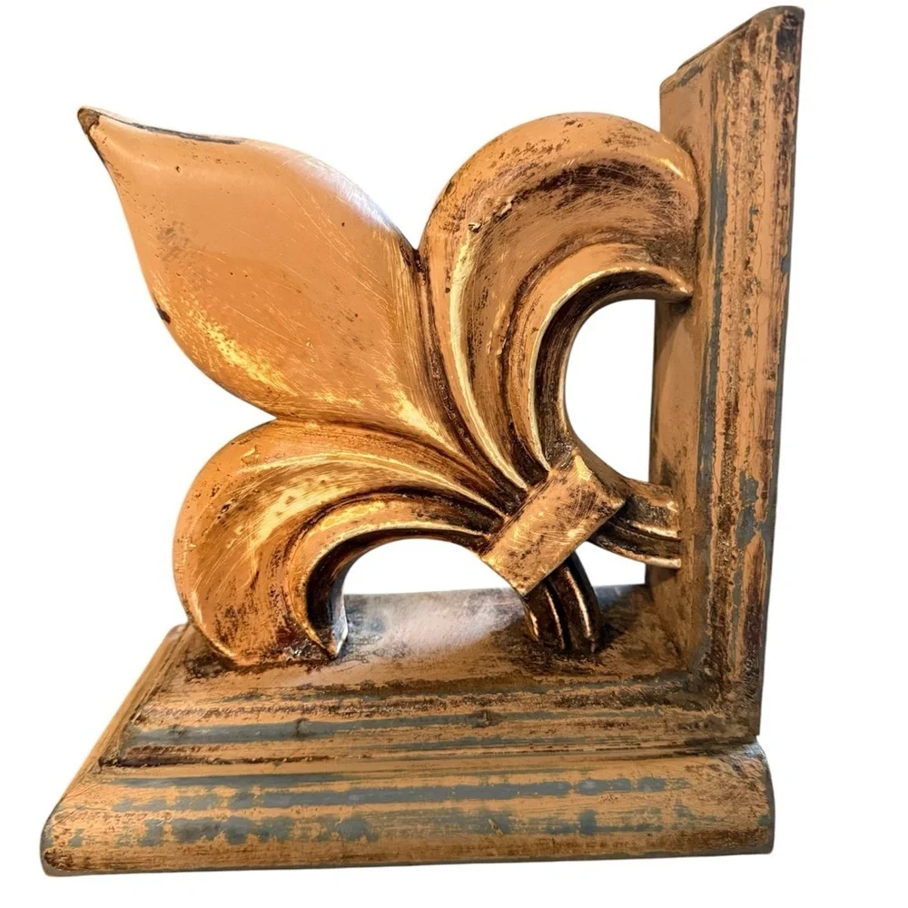 Fleur-de-lis Wood Book Stop